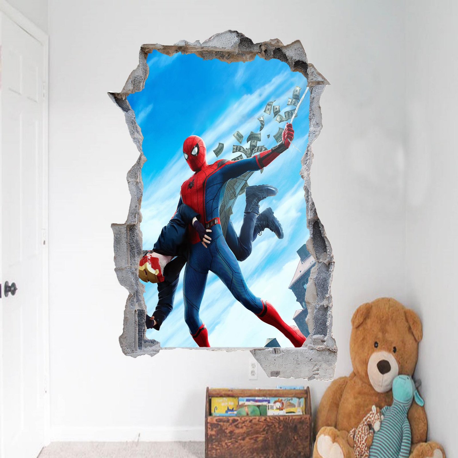Ironman and Spiderman Wall Stickers 3d Art Poster Mural Decal Kids Bedroom ST9