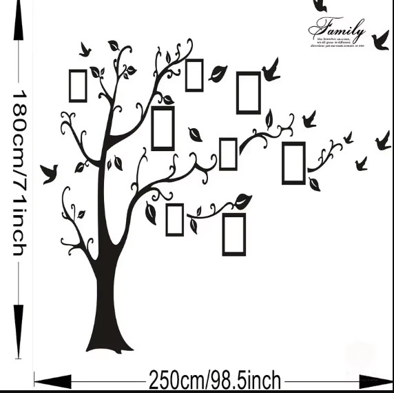 Large Family Tree Wall Decal Photo Frame Vinyl Sticker Living Room Decor