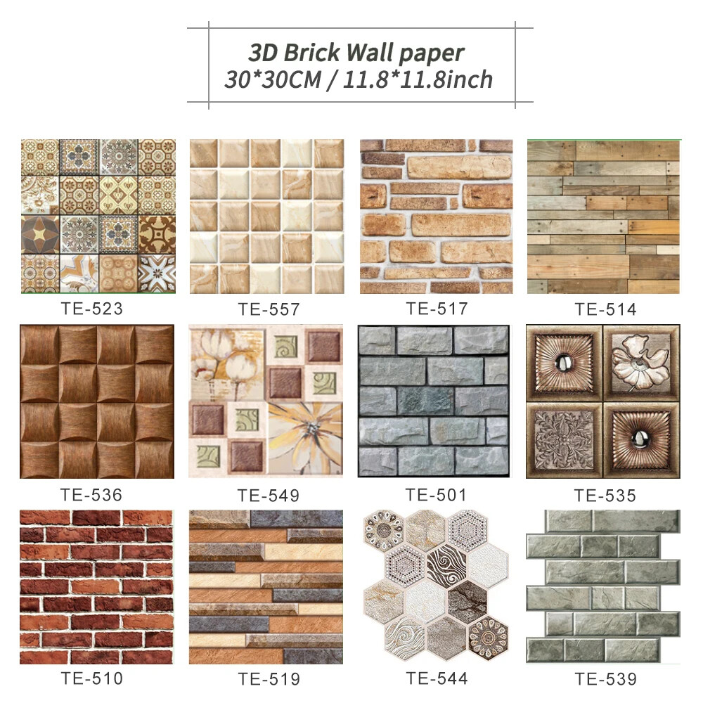 15PCS Wall Sticker Waterproof PVC imitation brick Wallpapers for TV walls living