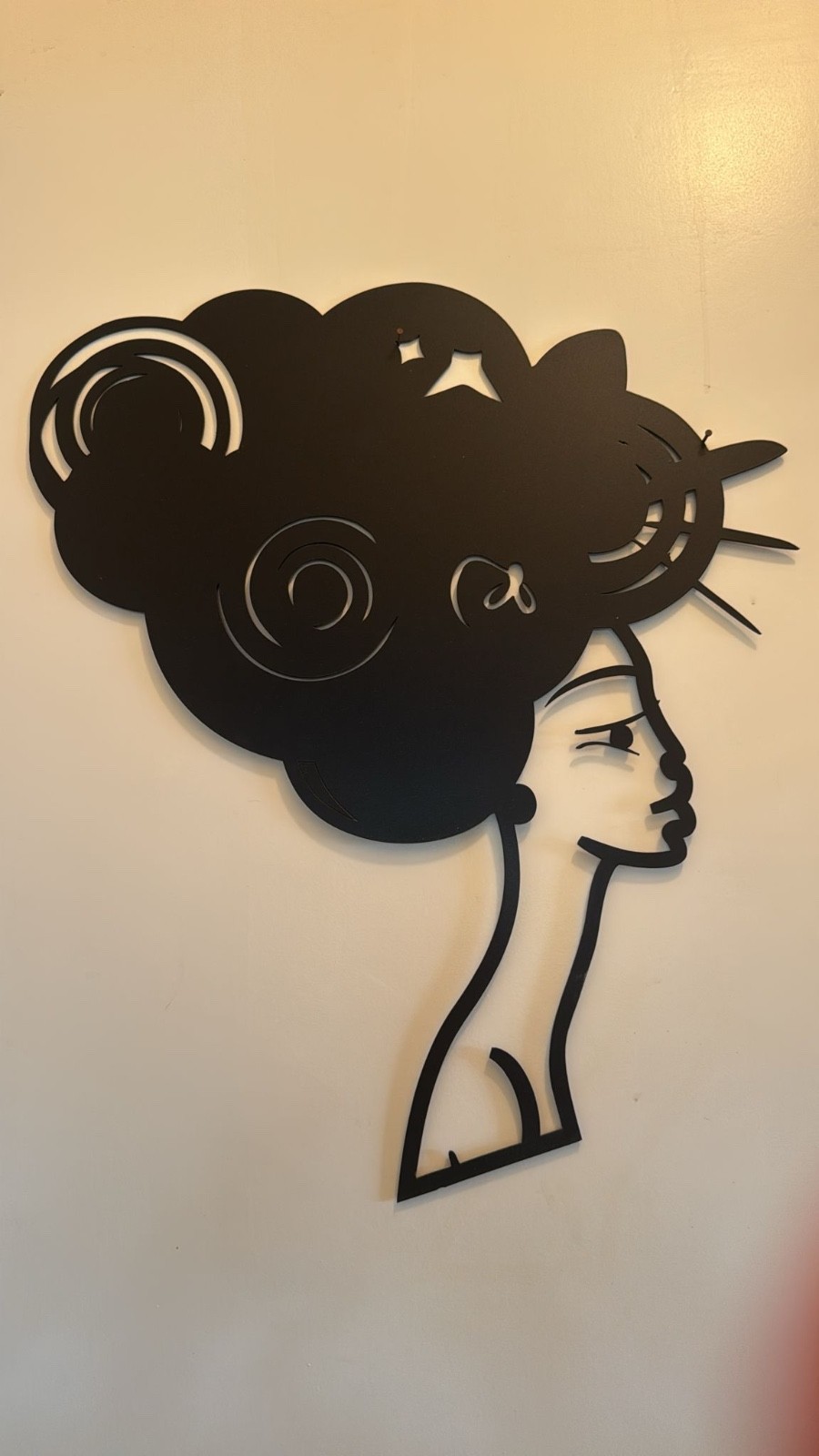 Laser Cut Steel Wall Art Modern African Woman Silhouette, 2cm Thick Metal Decor