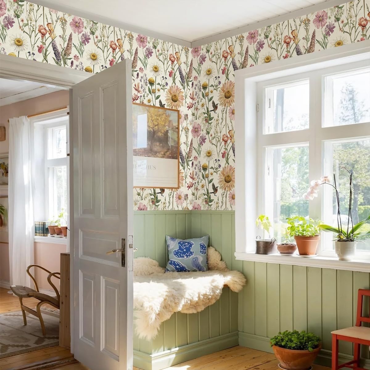 Floral Peel and Stick Wallpaper Vintage Flower Contact Paper