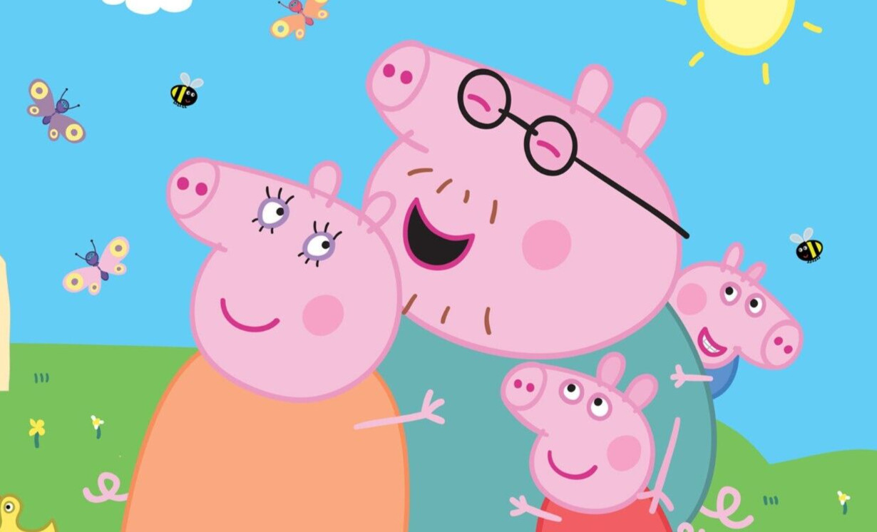 252x182cm wallpaper mural form children's bedroom photo wall Peppa Pig blue