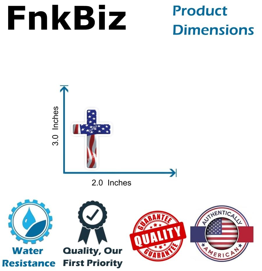 04 Small American Flag and Christian Cross Decal Stickers US Patriotic