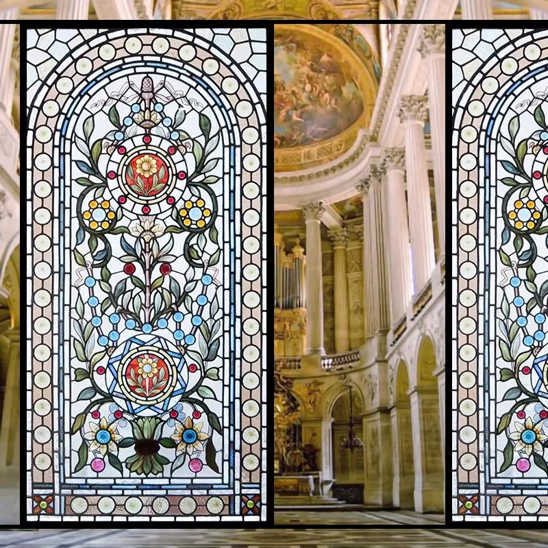 Vintage Self-adhesive Window Film Frosted Stained Privacy Glass Sticker Decor