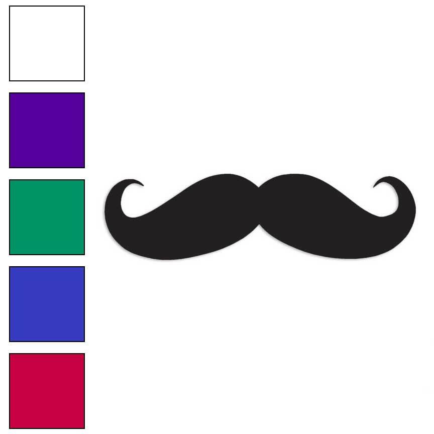 Curled Tip Mustache, Vinyl Decal Sticker, Multiple Colors & Sizes #3926