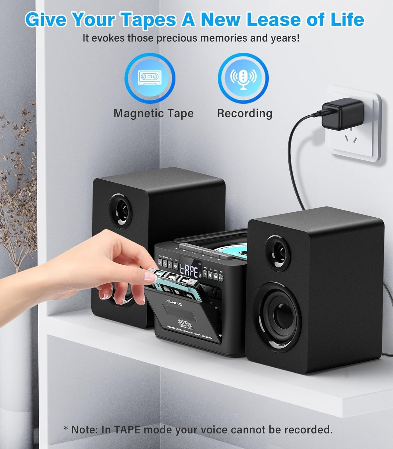 Stereo System for Home with Boombox CD and Cassette Player Combo, 40W Home Stere