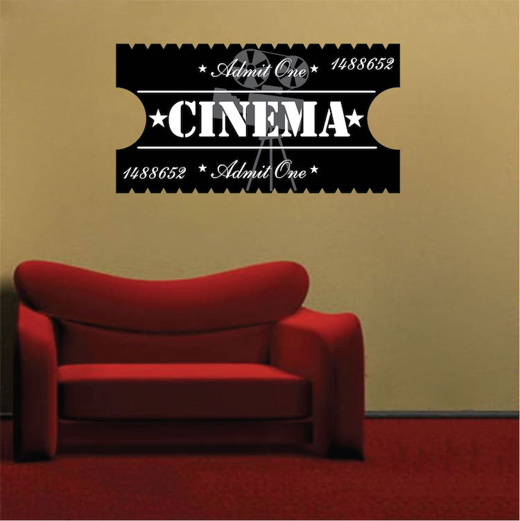 Cinema Ticket Wall Decal Mural Old Fashioned Tickets Movie Theatre Movies, c87