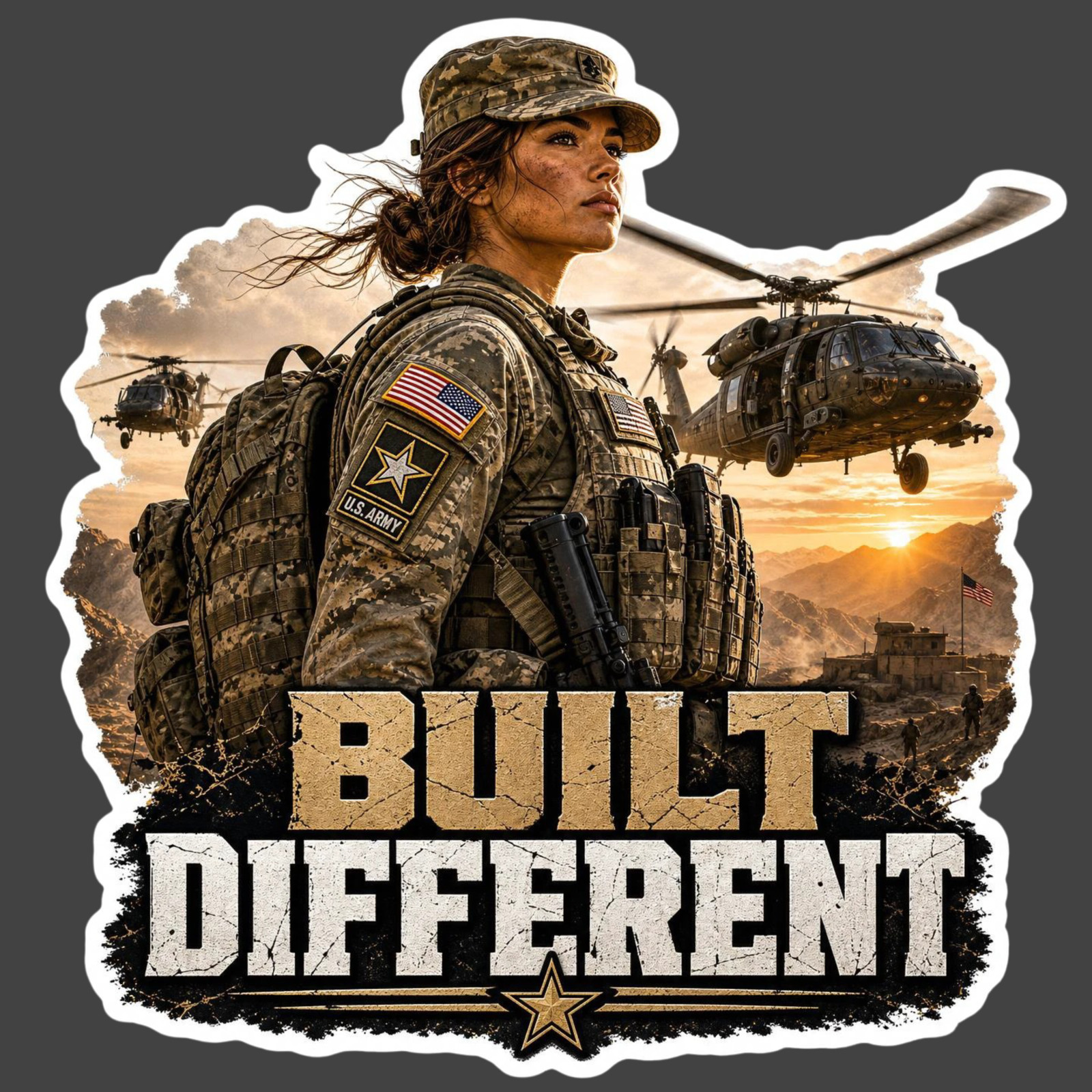 Female Veteran Sticker Vinyl Decal Built Different Army Soldier Patriotic