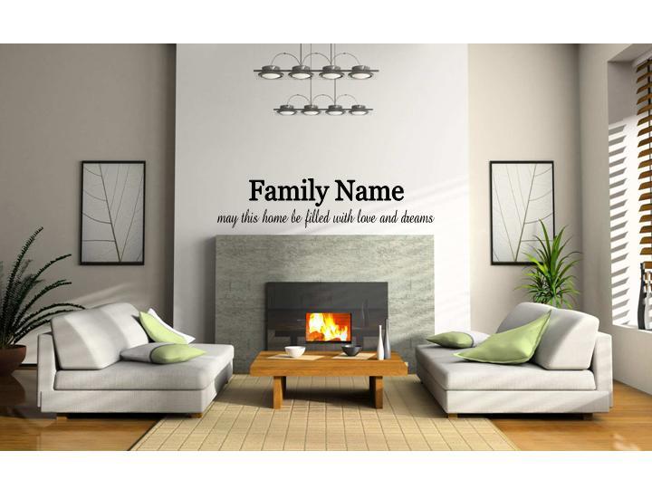 YOUR FAMILY NAME ~ LOVE DREAMS Wall Decal Decor Vinyl Quote Lettering Words 65"