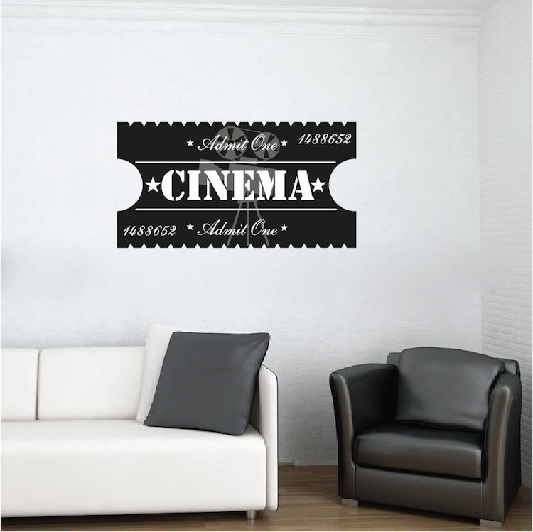 Cinema Ticket Wall Decal Mural Old Fashioned Tickets Movie Theatre Movies, c87
