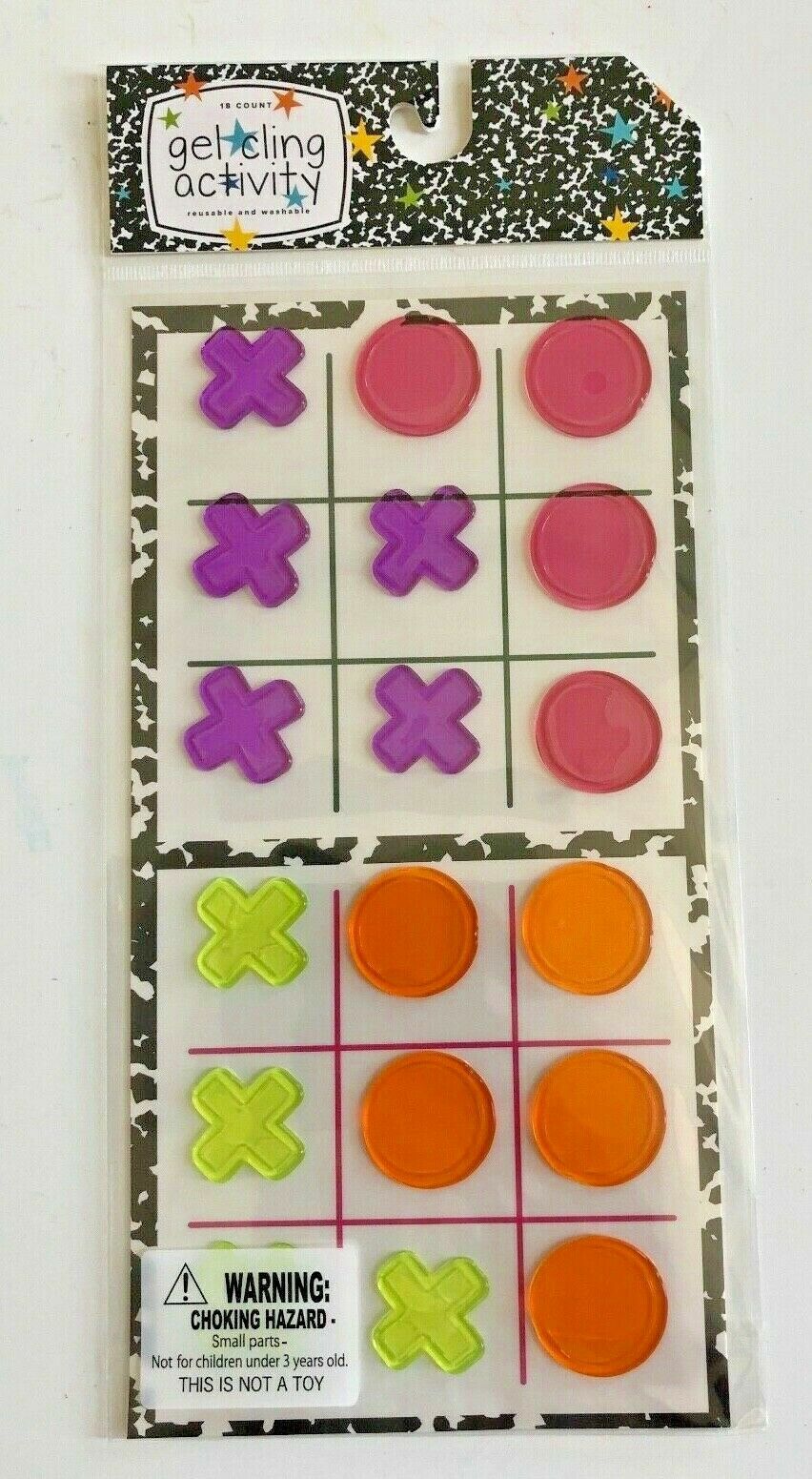 NEW Gel Window Cling activity 18 ct Tic-tac-toe classroom educational learning!!