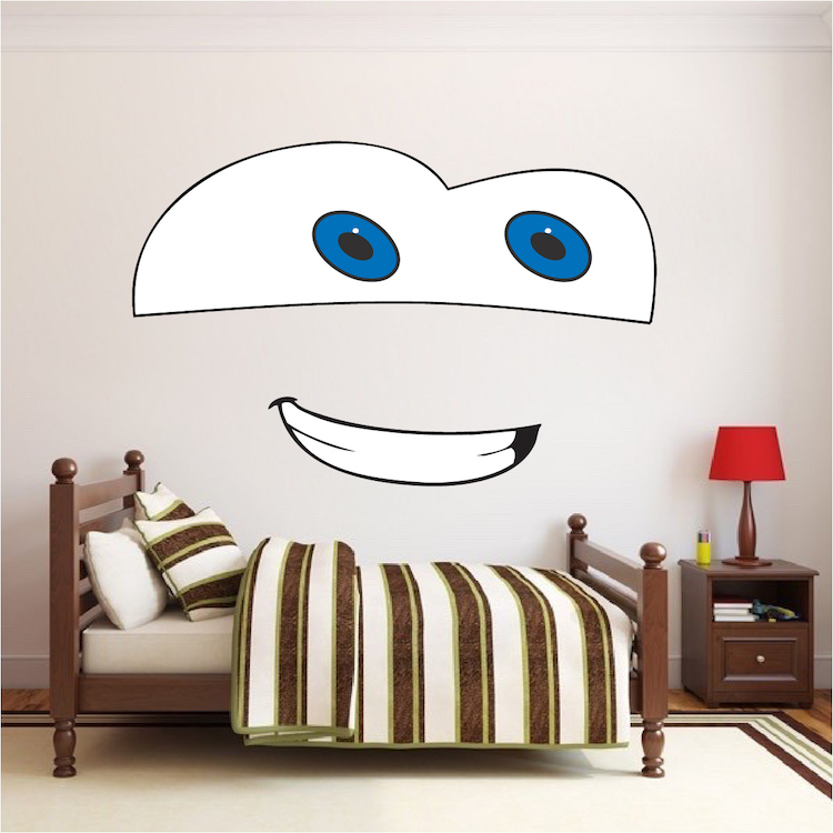 Cars Face Cartoon Wall Decal Lightning McQueen Pixar Kids Room Movie, e32