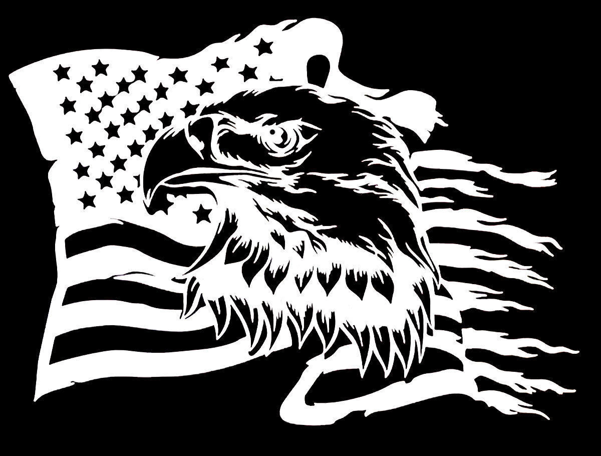Bald Eagle American Flag Two 7 x 5 Vinyl Decal Car Truck Window Door Mirror