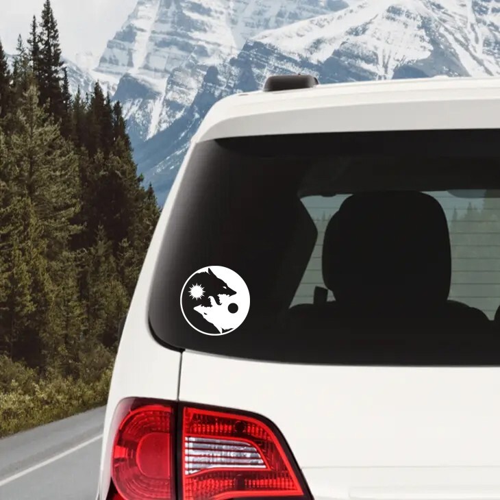 Skoll Hati Fenrir Vinyl Decal – Viking Wolf Yin Yang Sun Moon – Die Cut Sticker