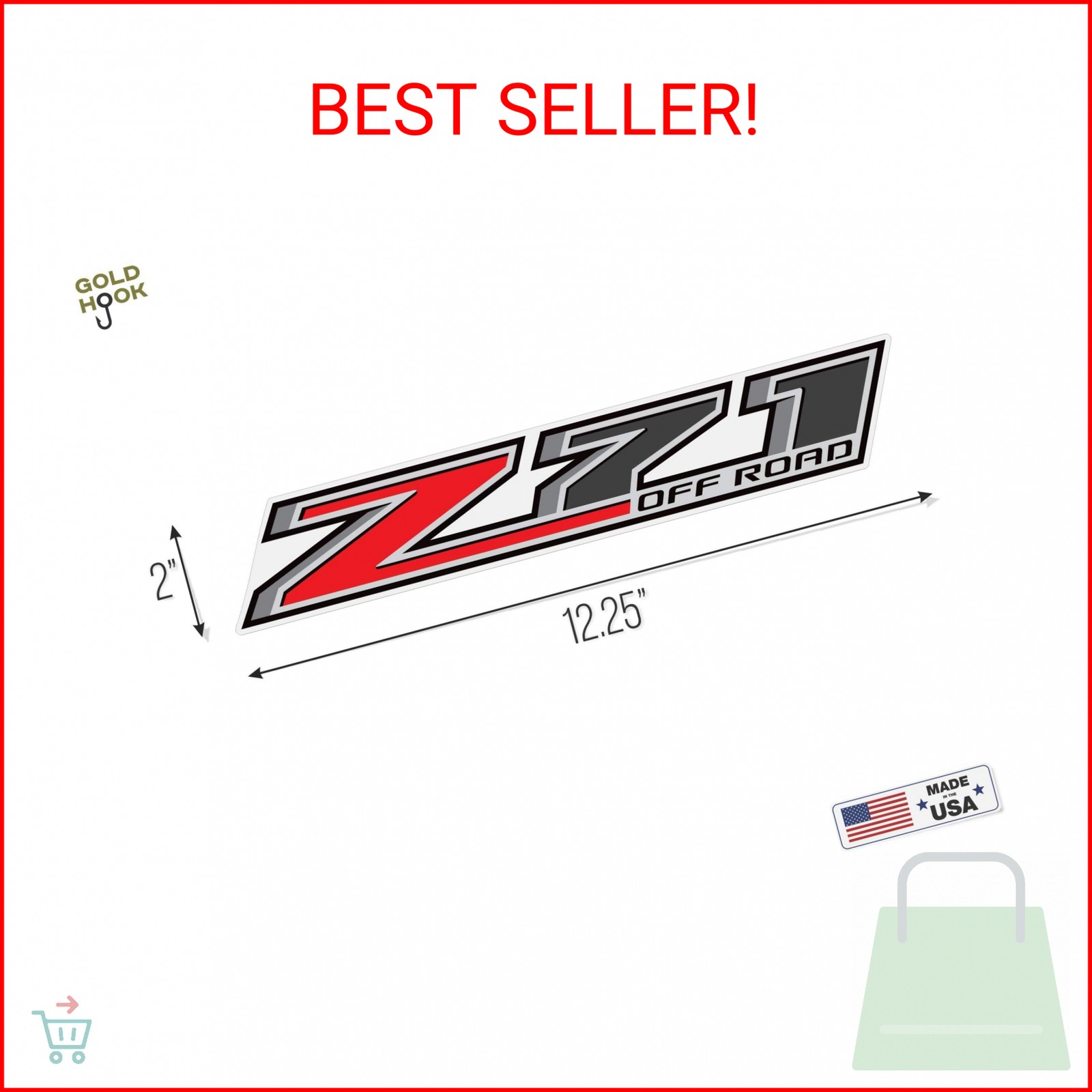 Gold Hook Z71 Off Road Decals Compatible with Chevy Silverado – F (2014-2018) Be