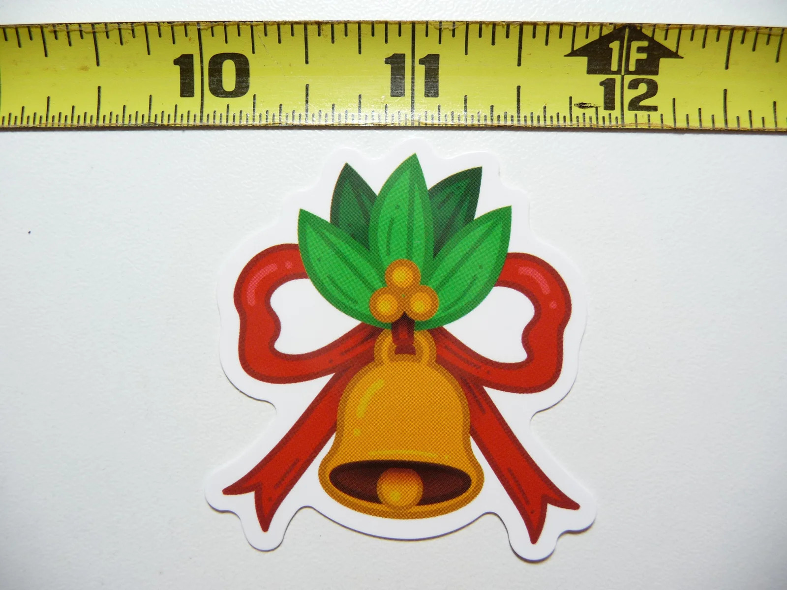 SINGLE CHRISTMAS BELL HOLLY RIBBON SMALL STICKER DECAL WINTER CHRISTIAN