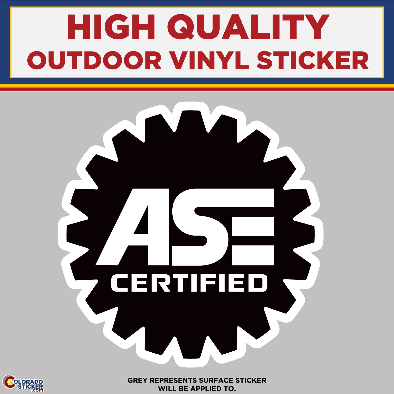 ASE Certified Mechanic Logo, High Quality Vinyl Stickers