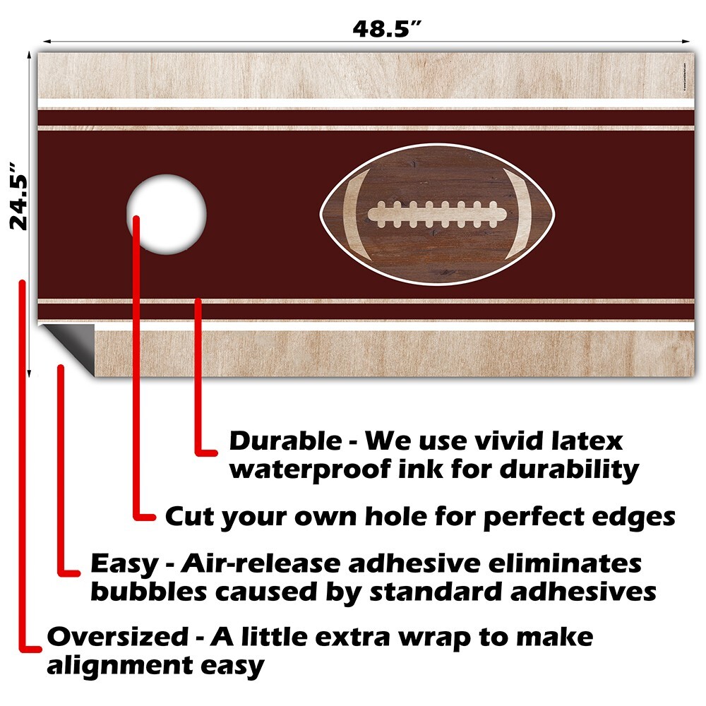 Brown College Station, Texas Football Tailgating Cornhole Wrap Stickers Skins