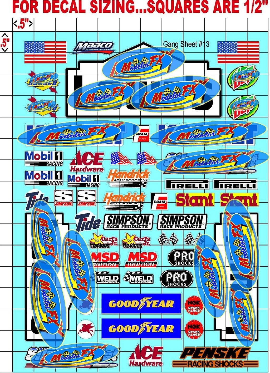 WHITE Vinyl Sticker Sheet 13-R/C MODEL Decal fits 1/10-1/16 ScaledEWALTRACING