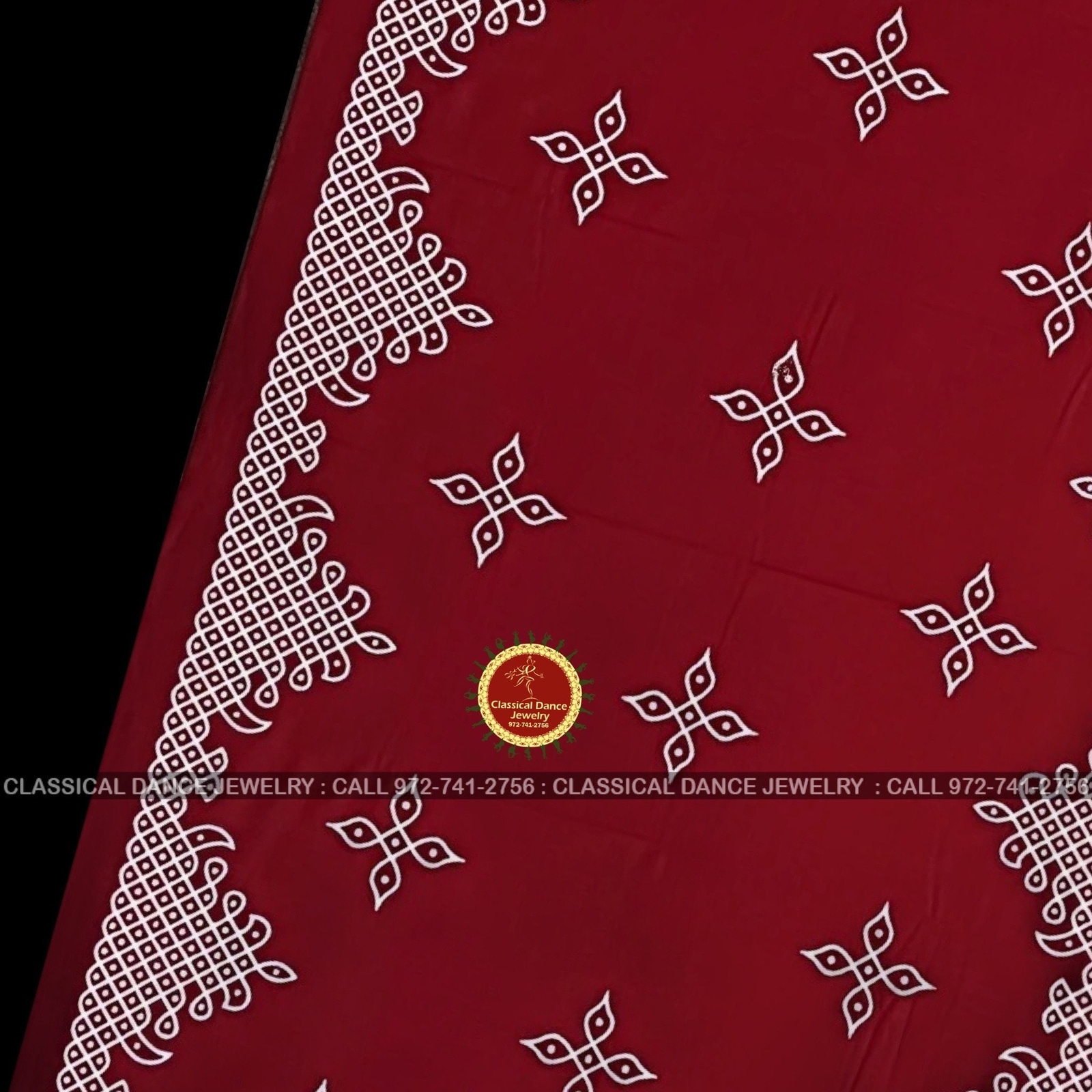 RED Muggu Rangoli Kolam Cotton Back Drop Cloth Ammavaru Weddings Puja Festivals