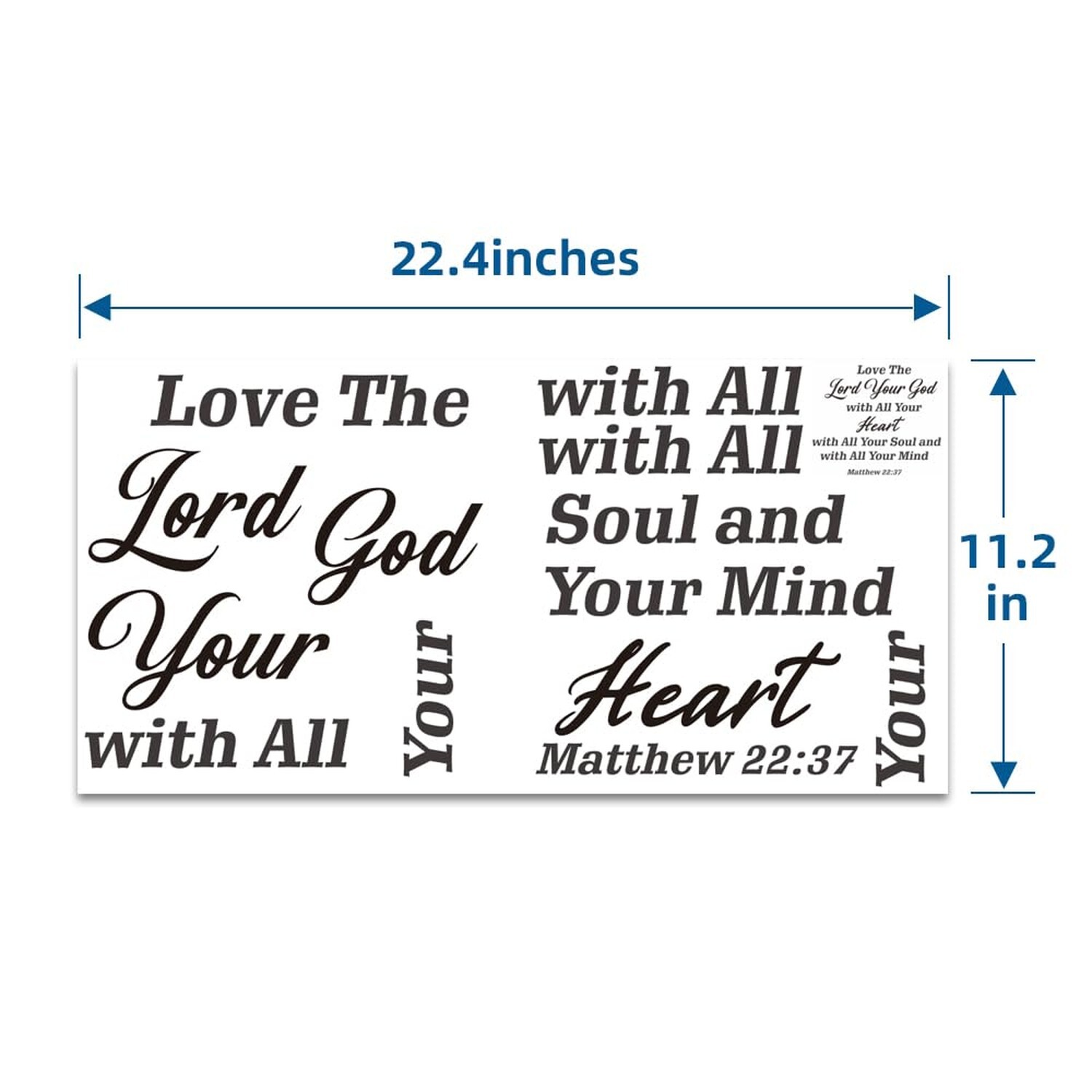 Inspirational Bible Verse Wall Decal Sticker, Love The Lord Your God with All…