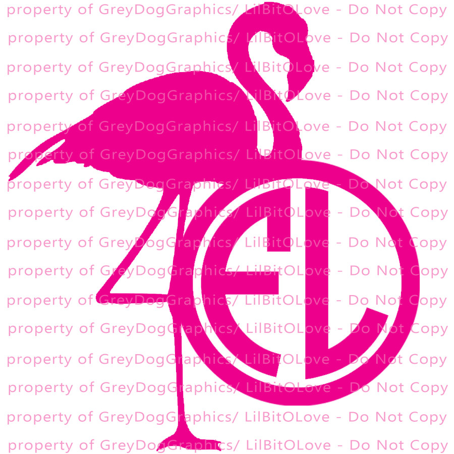 Custom Full Sized Flamingo Monogram Decal Initials 2 Letters Sticker