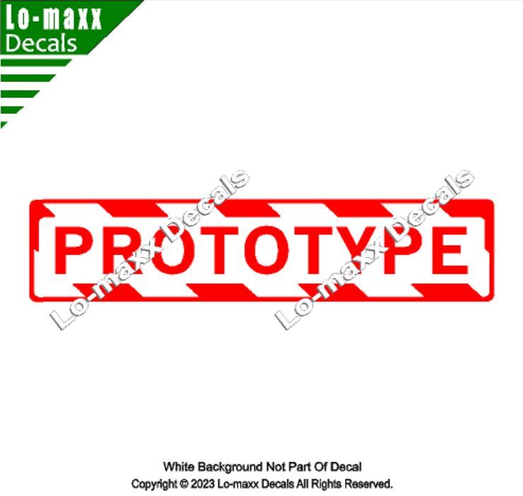 PROTOTYPE Aircraft With Hazard Stripes Aircraft Markings Die Cut Vinyl Decal
