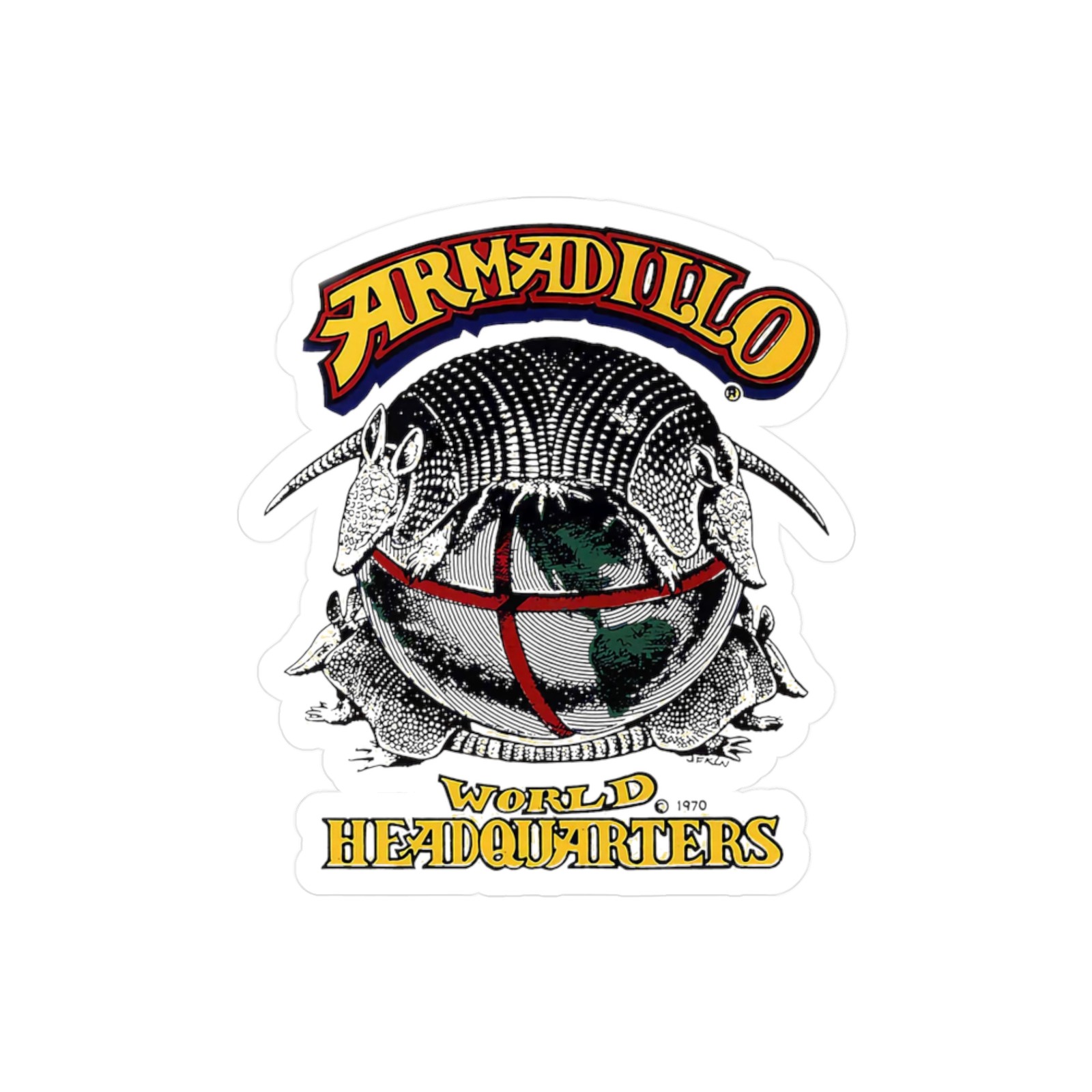 Armadillo World Headquarters, Austin Texas, Kiss-Cut Vinyl Decal Sticker