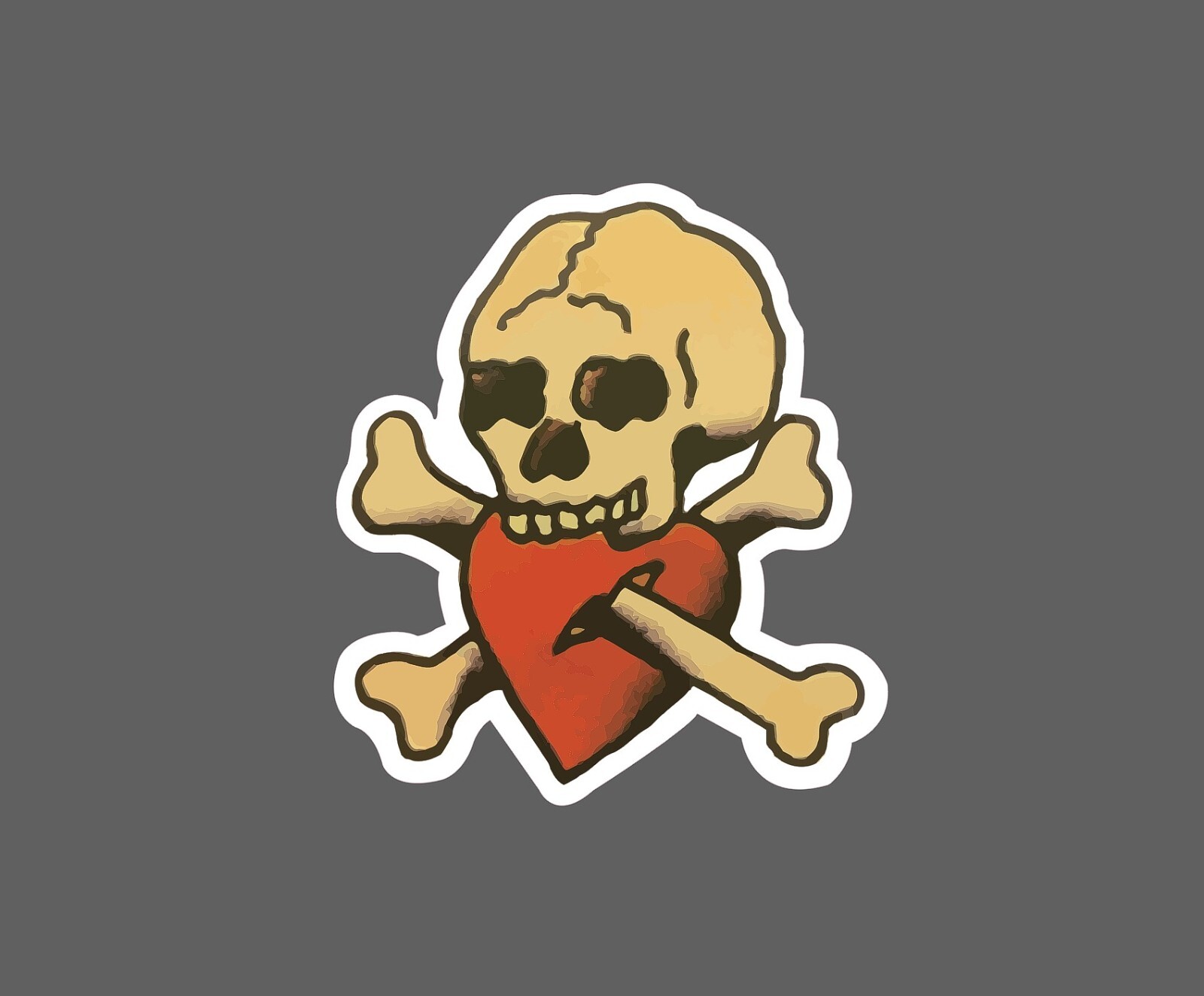Skull and Heart Sticker New School Waterproof Buy Any 4 For $1.75 EACH Storewide