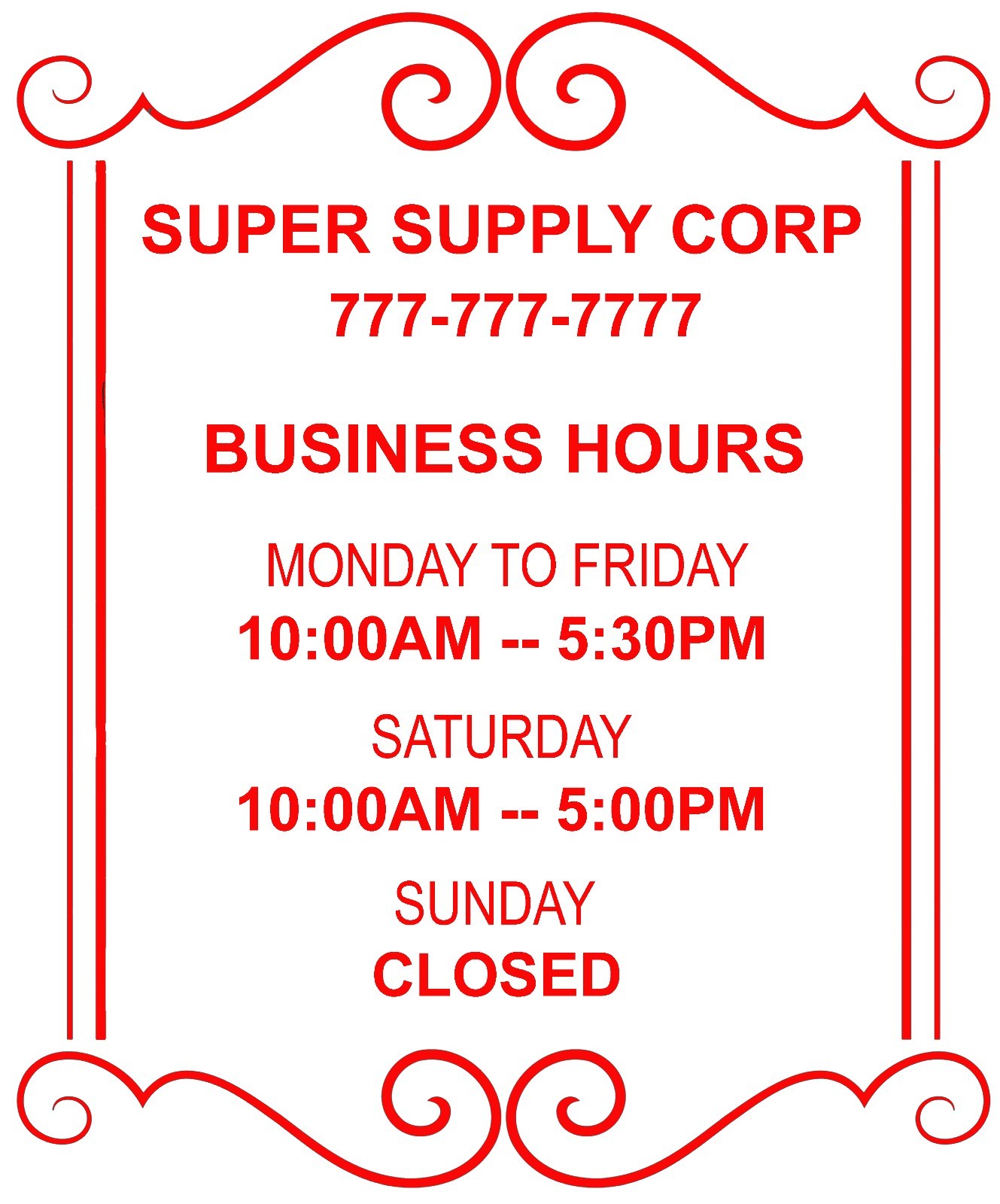 12"x14" Custom Store Business Office Hours Vinyl Glass Door Decal Sticker