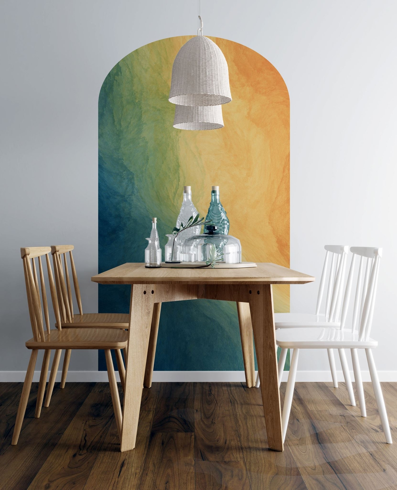 Arch Wall Decal. Colorful Liquid Fluid Watercolor Arch Peel and Stick Wall Decal