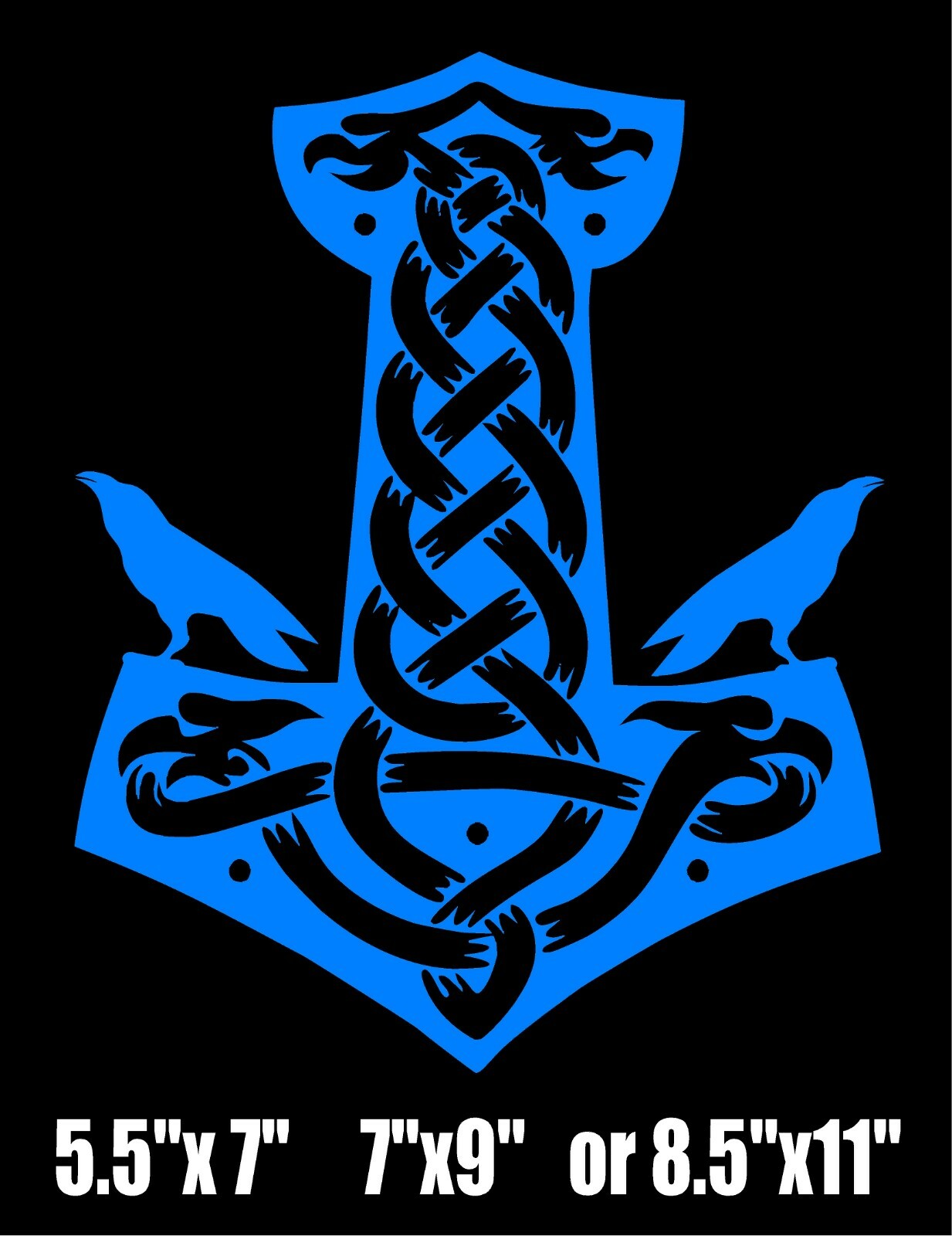 Thor's Hammer Decal Mjolnir with Ravens Viking car window laptop vinyl sticker
