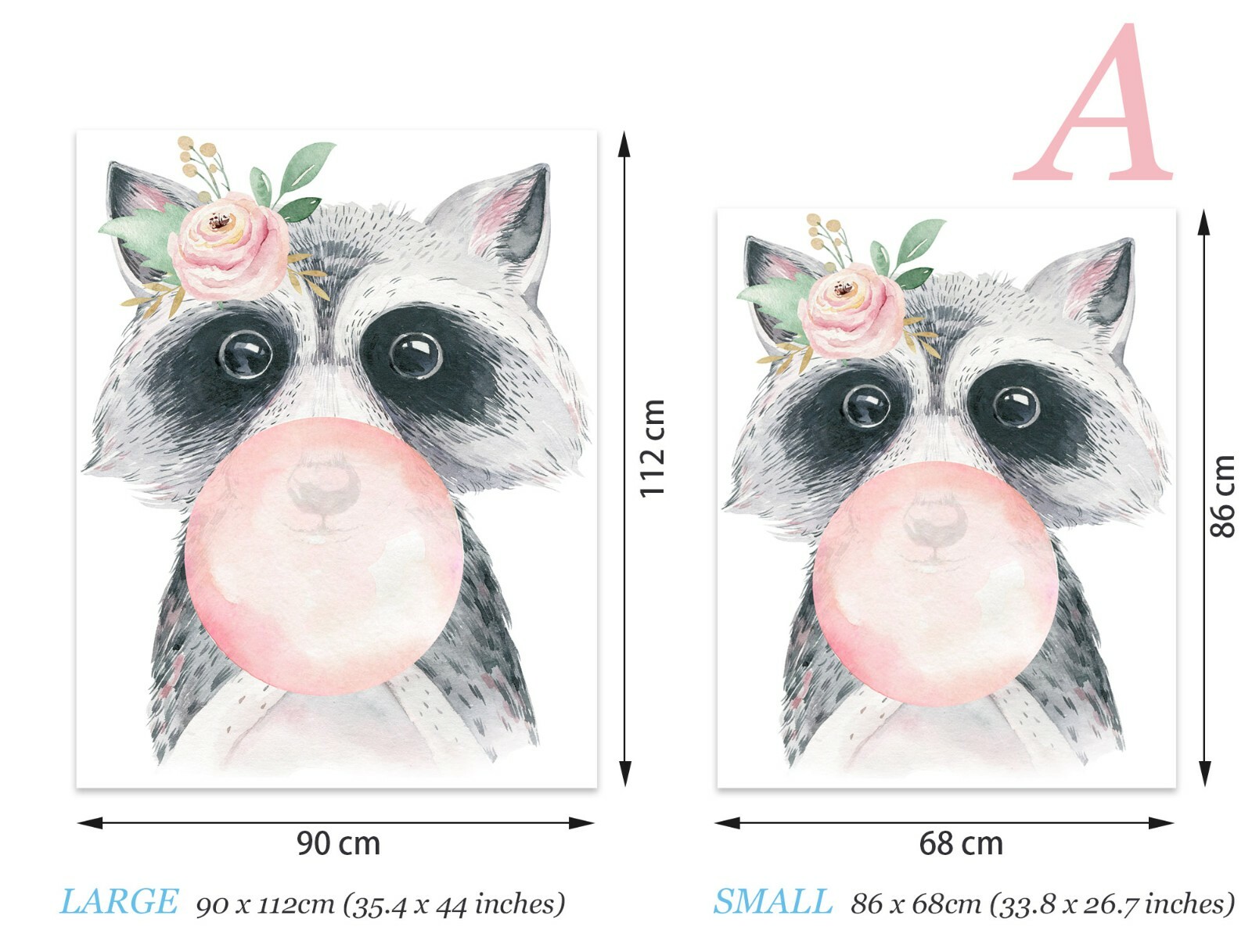 Baby Animal Head Giraffe Koala Raccoon Panda Peel And Stick Decal Wall Stickers