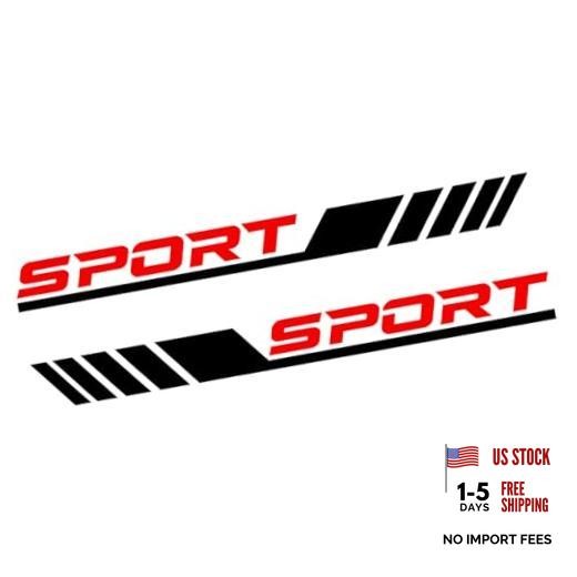 2PCS Sport Letter Car Trd Stickers Car Door Decals Sport Stickers Black & Red