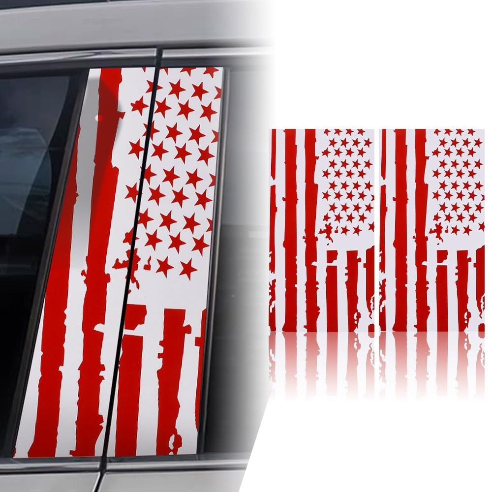 2PCS America Flag Car Center Pillar Stickers and Decals, HD Printed Self-Adhe…