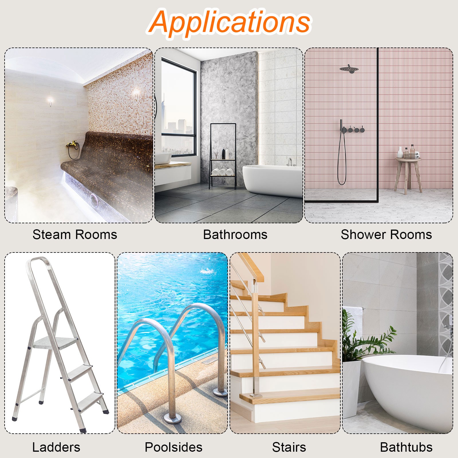 36pcs Non-Slip Bathtub Stickers Set 3.15" Hexagon Shower Sticker Black