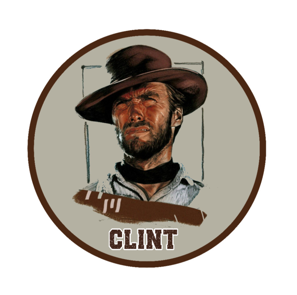 Movie Star (Clint Eastwood) – 4" Handmade Vinyl Decal Vehicle Laptop Cooler 26