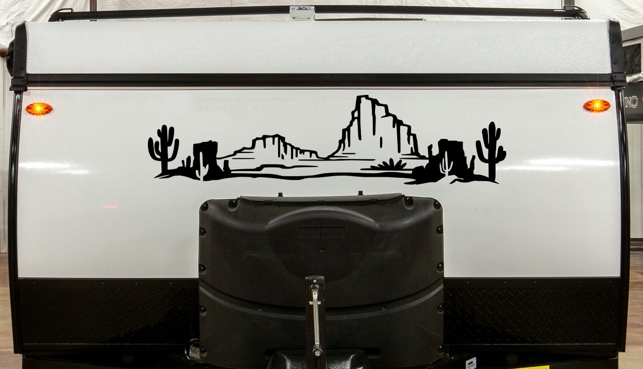 Desert Cactus Mesa Scene Vinyl Decal V15 Southwest Landscape RV Travel Trailer