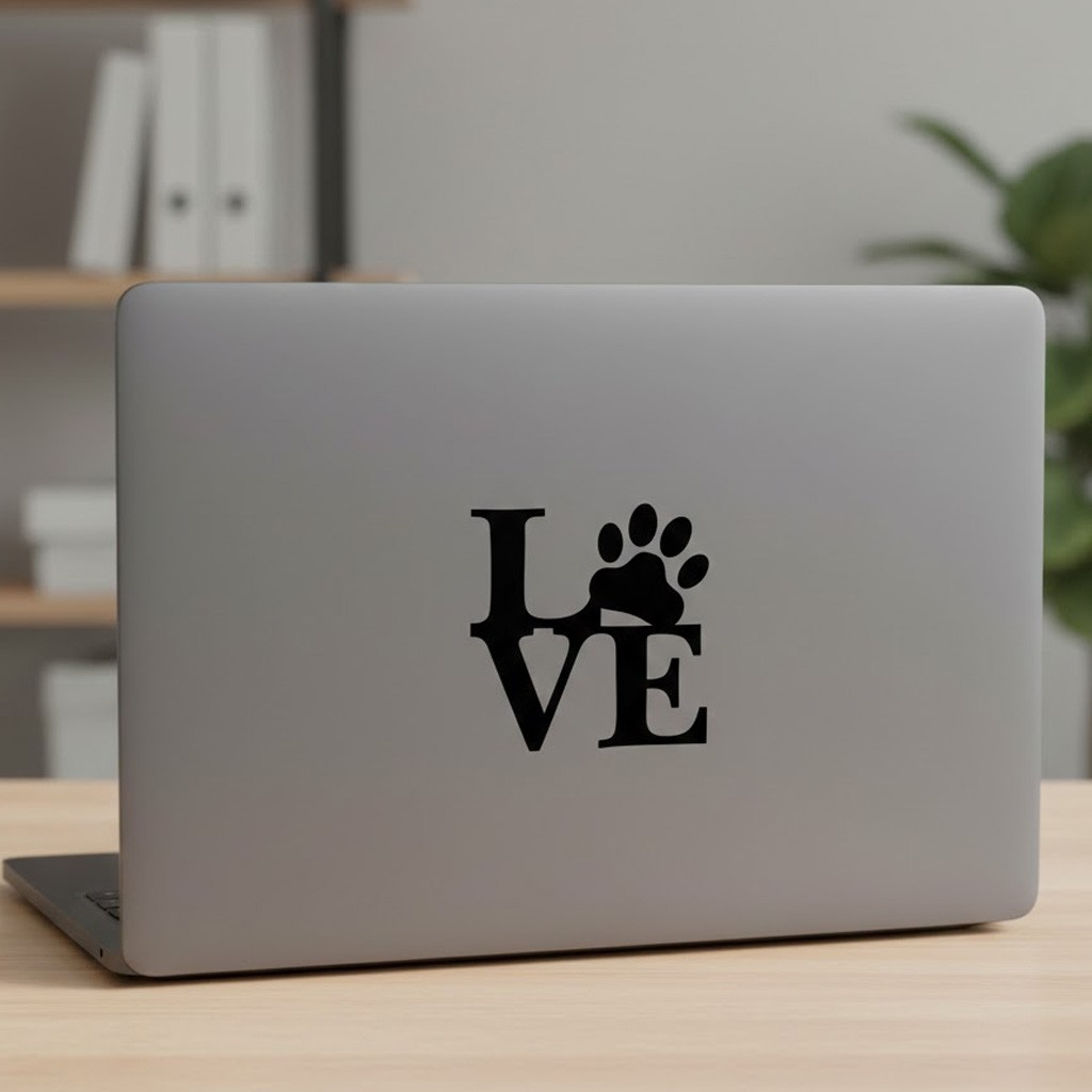 Pack Dog Paw Stickers White 3.5" Wide Decals Heartbeat Love Footprints Vinyl