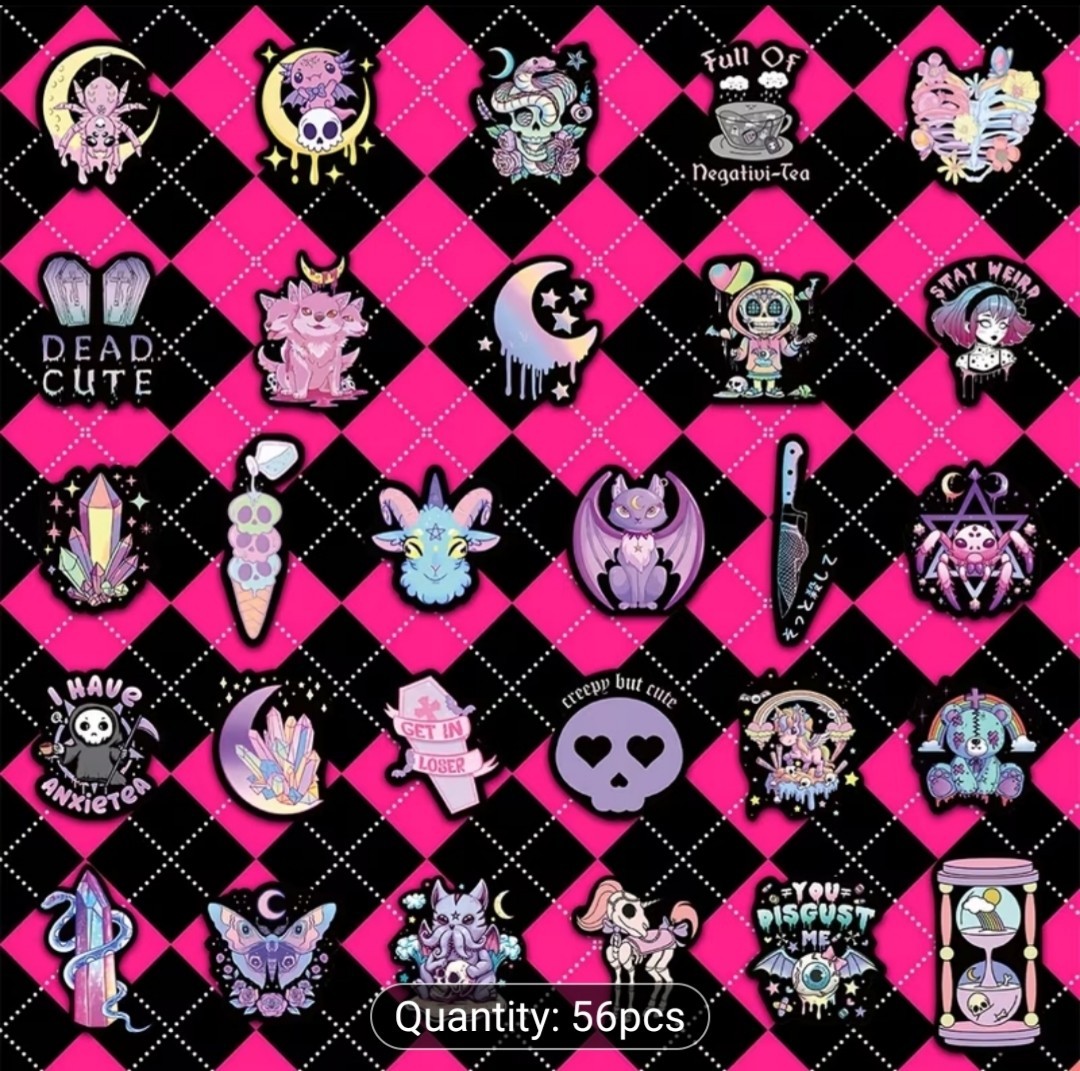 10 PCS Halloween Creepy Cute Pink Purple Spooky Scary Stickers BRAND NEW