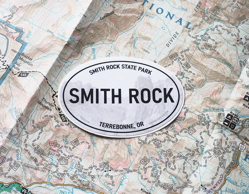 Smith Rock State Park Oregon White Oval Bumper Sticker 3" & 4"