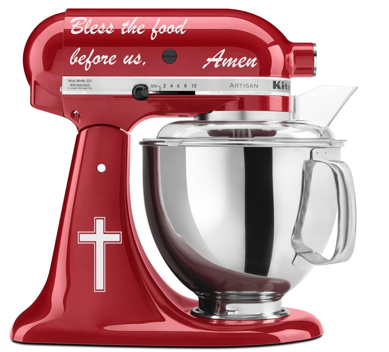 Bless the Food Before Us Version 1 Amen Prayer – Vinyl Decal Set for Mixer White