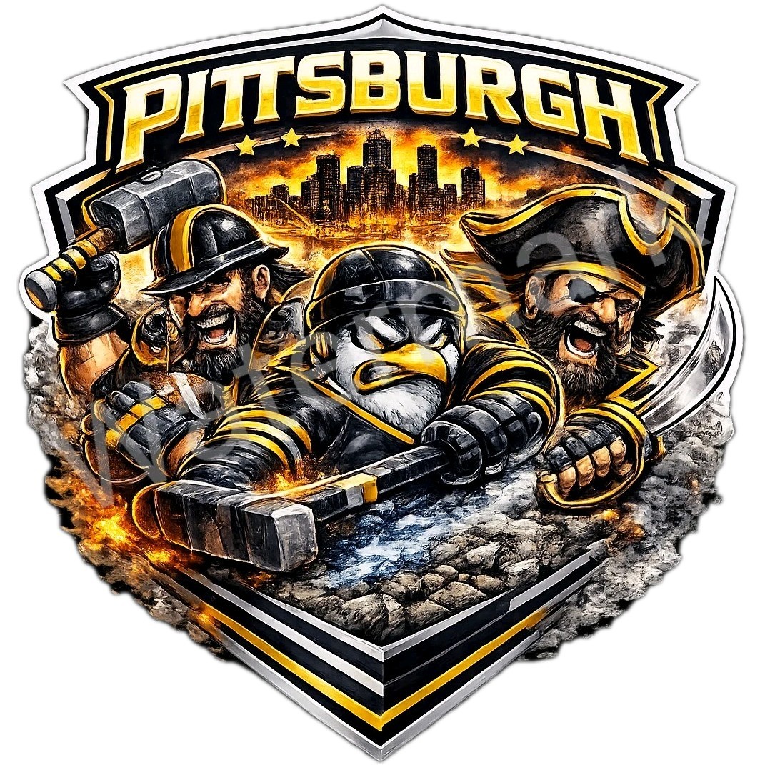 Pittsburgh Sports Mashups Laminated Vinyl Sticker/Decal Steelers Penguins Pirate