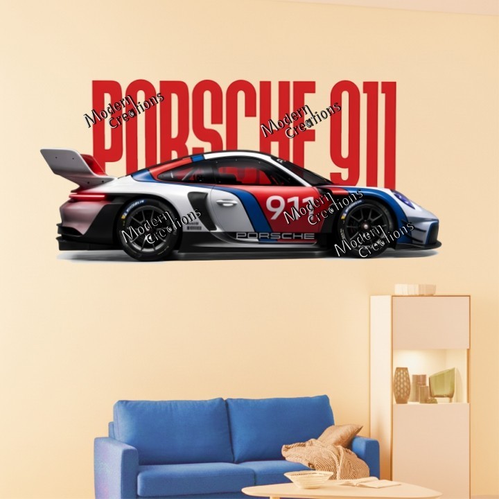 Porsche 911 Sports Car Wall Stickers Room Decor Vinyl Decal Mural Home Art DIY