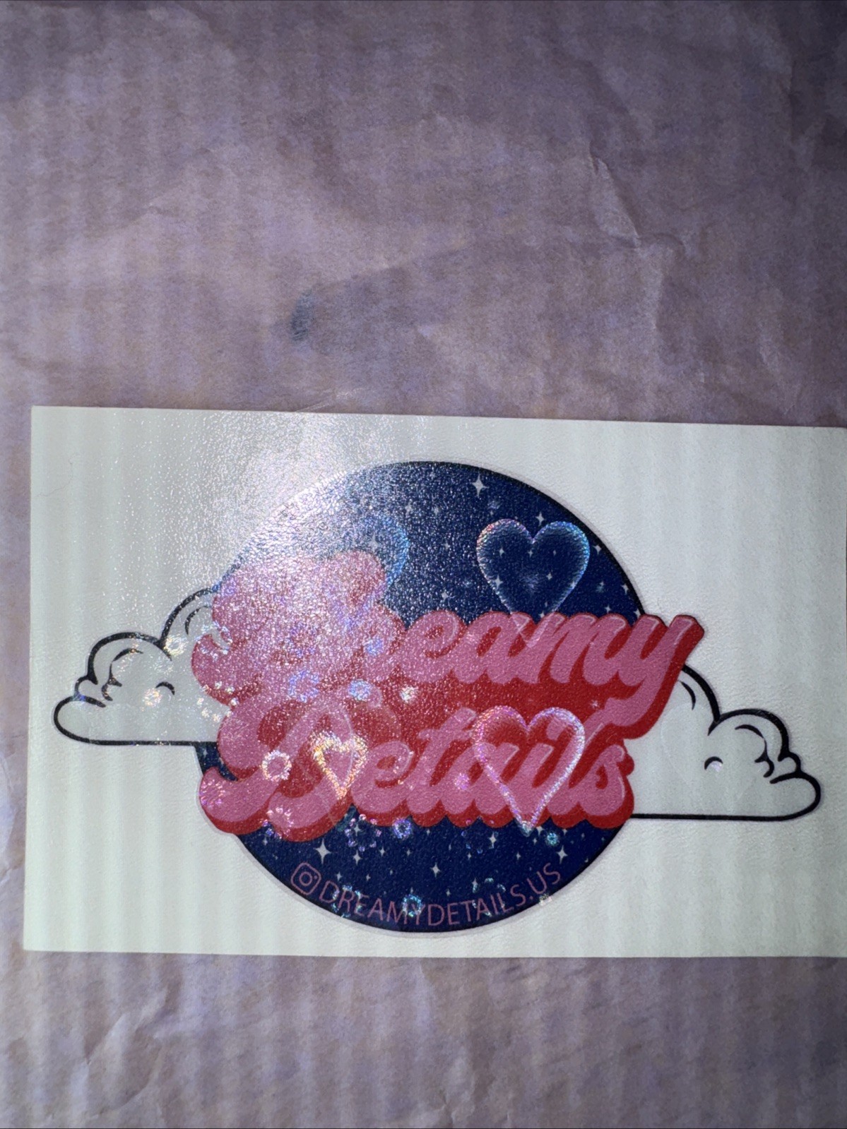 Dreamy Love Holographic Vinyl Sticker Hearts Clouds Aesthetic Art
