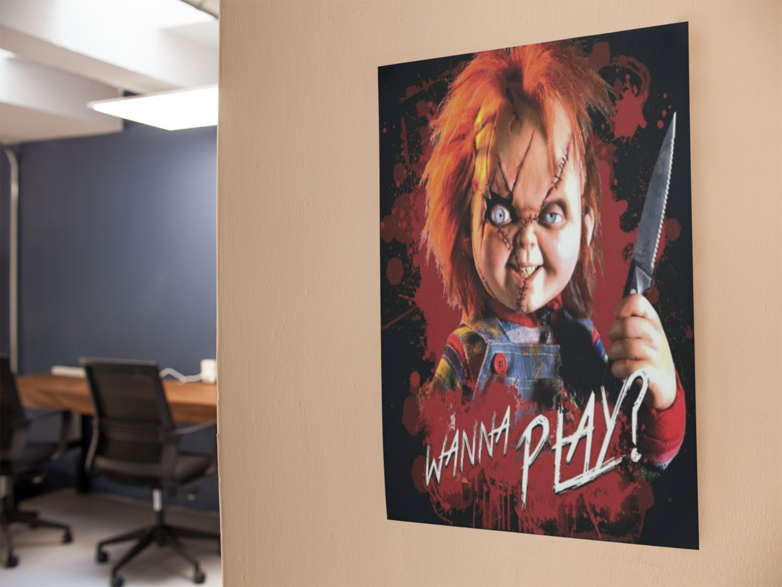 CHUCKY WANNA PLAY? Wall Vinyl Decal Poster Scary Print Removable Adhesive