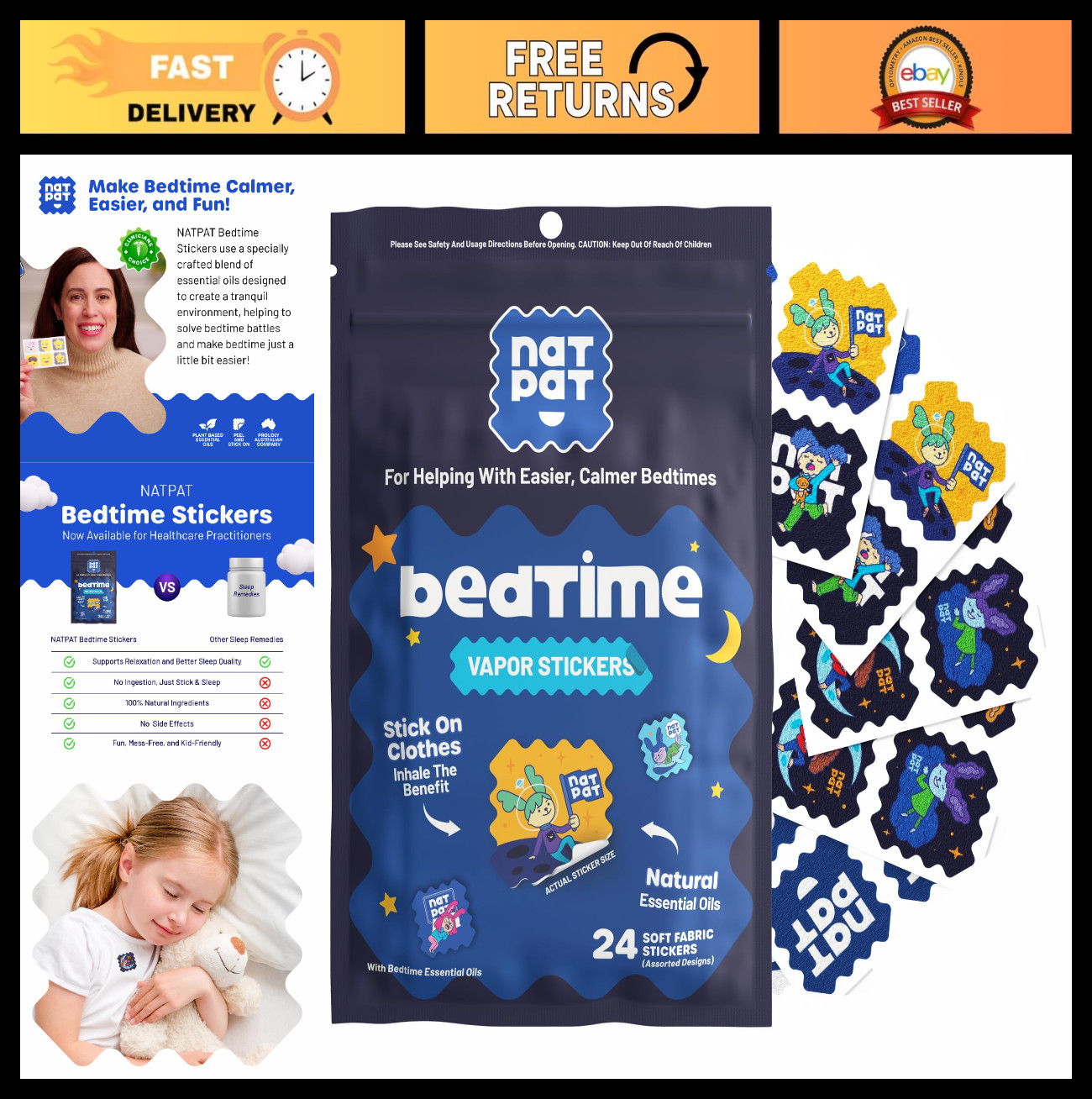 Sleepy Patch Stickers for Kids & Adults | Natural Sleep Aid, Melatonin Free, 24