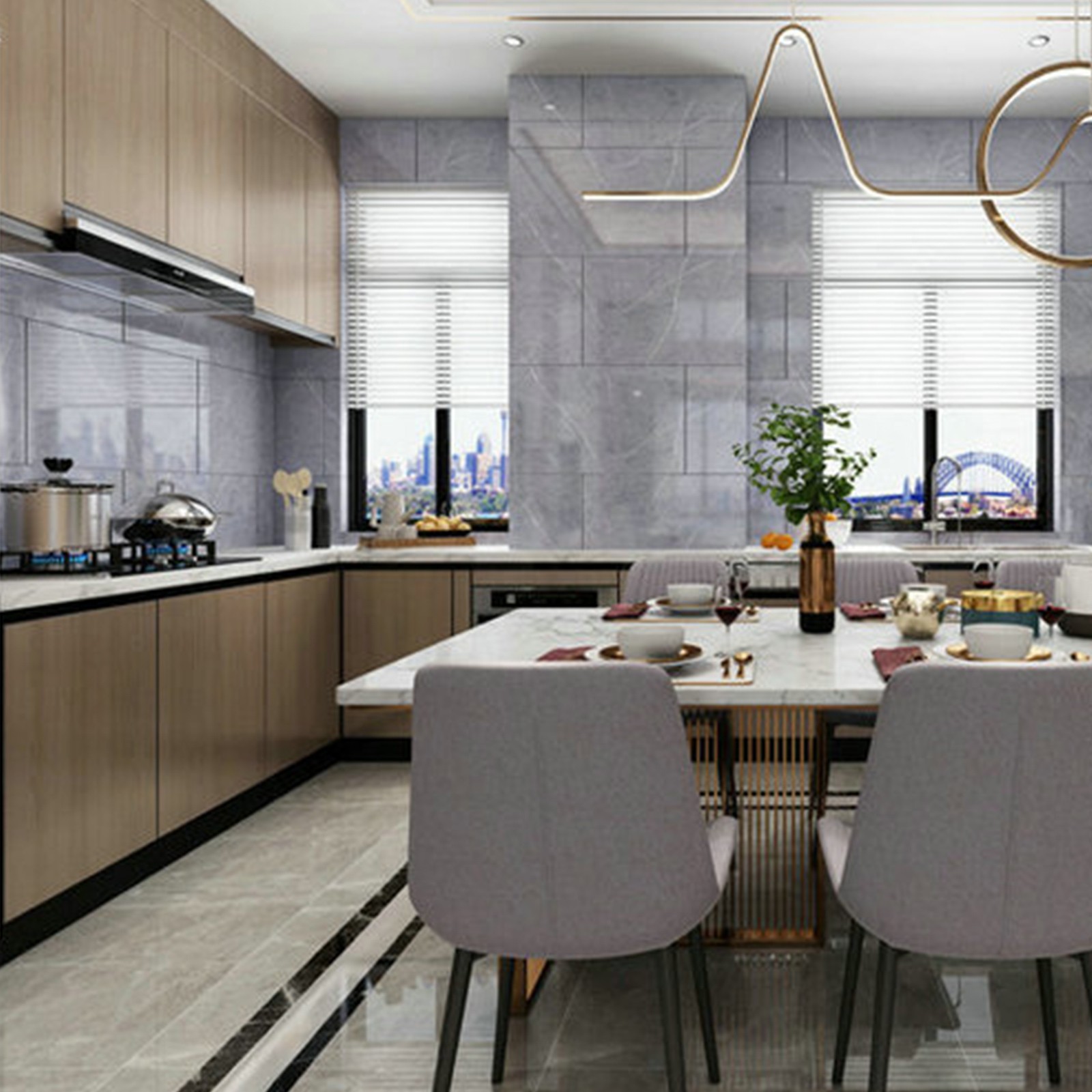 Marble Effect Wall Tile Sticker Self Adhesive Wallpaper Panel Kitchen Bathroom