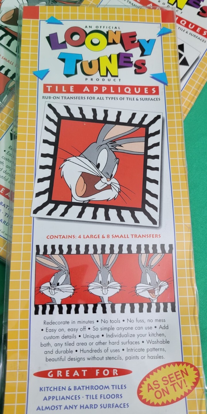 LOONEY TUNES Tile Appliques Rub On Transfers Kitchen Bathroom Bugs Sylvester