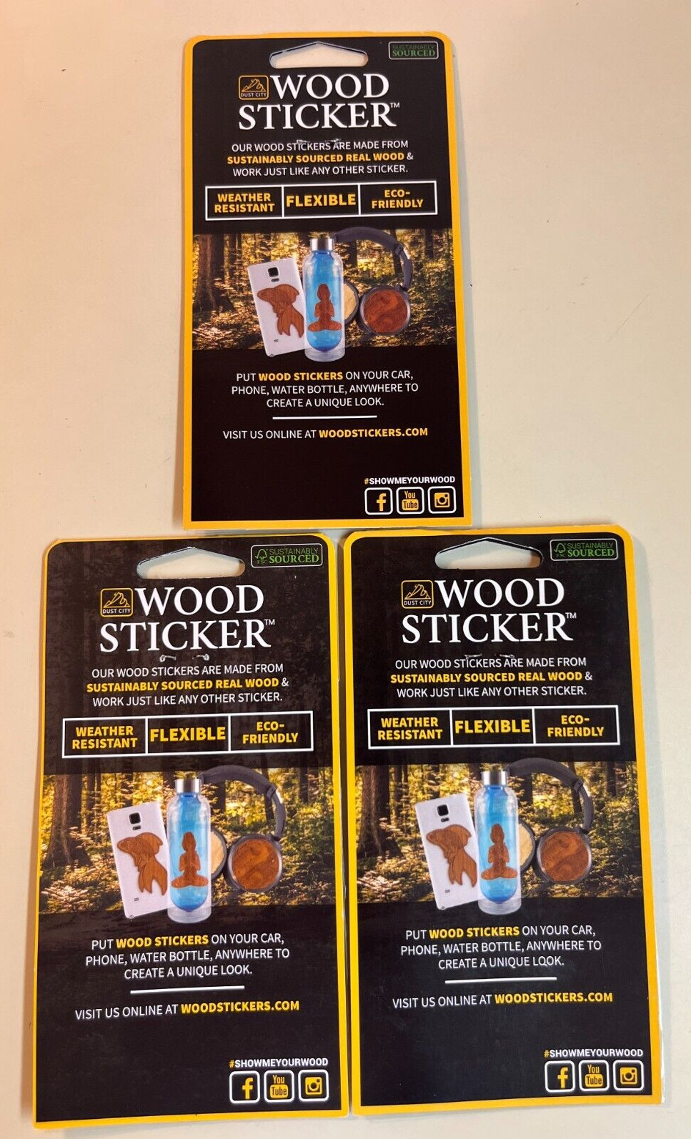 Dust City Wood 3 Stickers Lot Back to School, Nature, Bear, Trees, Explorer